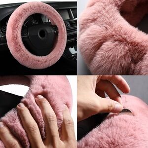 NWOT GXT Fuzzy Steering Wheel Cover Universal 15inch Size Bean Paste Color Muave